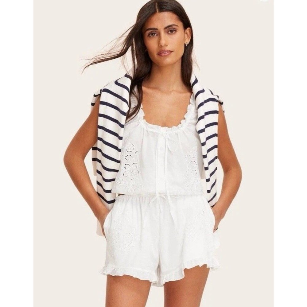 PARKE X Target White Cotton Sleeveless Ruffle Embroidered Floral Blouse Size XXL